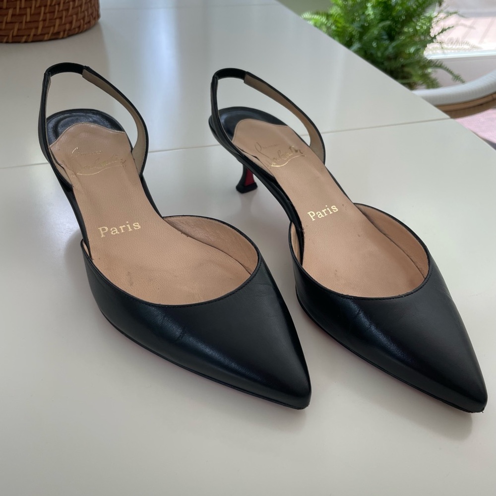 COPY - Christian Louboutin Sharka 45 kitten heel slingback